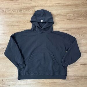 TKEES Core Hoodie Womens 1 Small Oversized Pullover Sweatshirt Charcoal Black